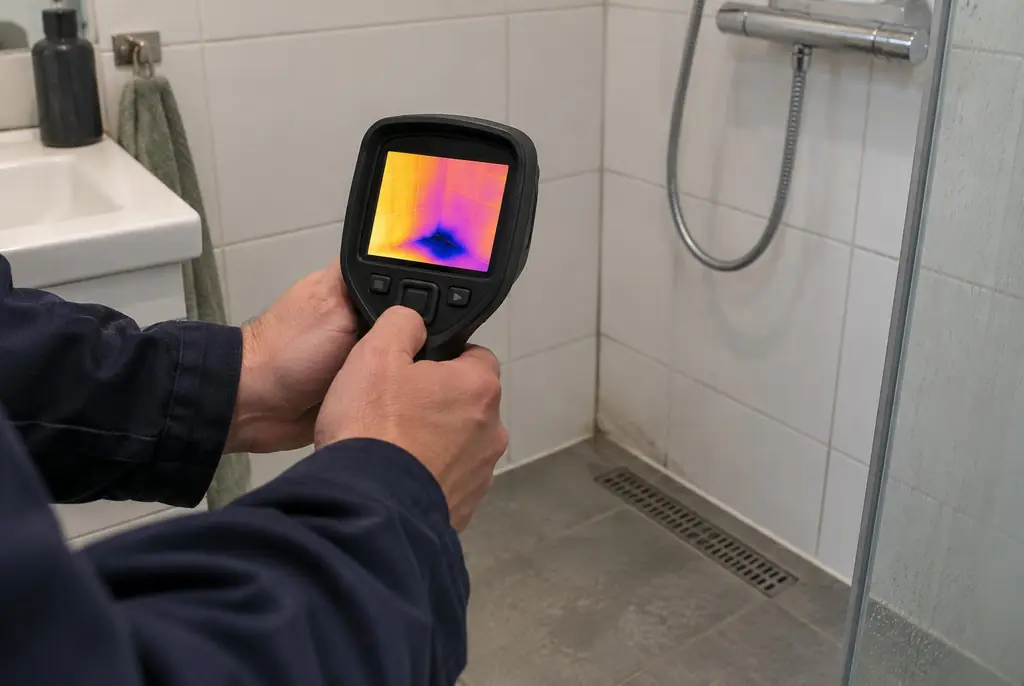Lekdetectie Barendrecht – lekdetectiespecialist met warmtebeeldcamera in een badkamer