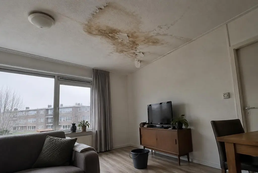 Lekdetectie Barendrecht – vochtplek op het plafond onder een badkamer